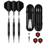sanfeng Freccette con punta in plastica, 18 grammi, custodia per disco elettronico Softdart con fusti in alluminio nero, 6 alette 50 anelli in gomma anti-allentati, 50 punte