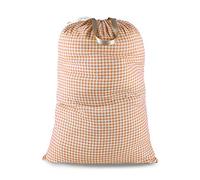 SANFERGE Sacco portabiancheria extra large con coulisse e maniglia, borsa da viaggio resistente per lavanderia e casa, resistente, antistrappo, 71 x 101 cm, arancione a quadri