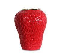 SANFERGE Vaso da fiori in ceramica a forma di fragola, gigante, decorativo, grazioso vaso per composizioni floreali, unico per decorazione vintage moderna per casa, cucina, ufficio, centrotavola,