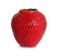 SANFERGE Vaso da fiori in ceramica a forma di fragola, mini vaso decorativo per composizioni floreali, unico per decorazione vintage moderna per casa, cucina, ufficio, centrotavola, piccolo, rosso