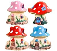Sanfiyya Case da giardino fata, 4 pezzi colorati decorazioni per il castello di funghi in resina, stravaganti ornamenti di paesaggi in miniatura (colori assortiti)