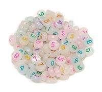 Sanfly 100pcs Branelli Acrilici Luminosi 7mm Numero del Rotondo Piatto Perline Distanziatore Perline per Gioielli Orecchino Braccialetto
