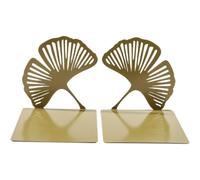 Sanfly 1pair Ginkgo Leaf Metal Bookends Modern Stylish Iron Book End Desk Organizer Holder Non-Slip Bookends for Home Office
