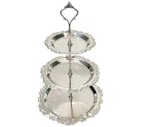 Sanfly Alzata per Torte a 3 Livelli in Argento, Supporto per Dessert Rotondo O Ovale, Alzatine Vintage con Decorazioni in Rilievo per Il tè del Pomeriggio.