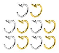Sanfly Anelli per Labbra Finti, 10 Pezzi Clip Gotica a Forma di T su Polsini Finti Non Penetranti per a Labbro Setto Cerchio Gioielli per Il Corpo per Donne Uomini