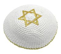 Sanfly Cappello Kippah Ebraico con Stella di David per Uomini E Bambini, Splendidamente Lavorato a Maglia