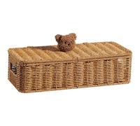 Sanfly Cestino Portaoggetti in Rattan con Coperchio Organizzazione Rettangolare Cestini per Ripiani in Vimini Cestino Portaoggetti Vintage Contenitore Tavolo per Camera Letto Casa