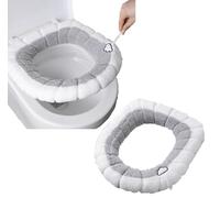 Sanfly Cuscini per Sedile WC 2 Pezzi Copriwater Universale in Peluche per Sgabello a Forma di O con Maniglia Accessori per Il Bagno