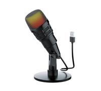 Sanfoelek - Microfono a condensatore USB Plug and Play, microfono da gioco per laptop, telefono, live streaming, karaoke, rotazione a 180 gradi, effetti di illuminazione RGB dinamico con interfaccia a