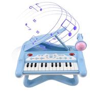 Sanfoelek - Mini pianoforte elettronico a 25 tasti, con microfono girevole a 360 gradi, portatile, 15 tasti funzione, per principianti