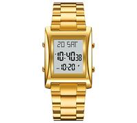 Sanfoelek - Orologio da uomo, sportivo, con conto alla rovescia, doppio orario, sveglia, cronografo, digitale, impermeabile fino a 50 metri