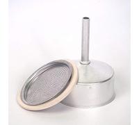 Sanfor Repuesto Cafetera Tazas | Recambio Embudo Junta | Aluminio Caucho caffettiera Italiana 9 Tazze | Ricambio Imbuto + Filtro + Guarnizione | Alluminio Gomma | Diametro 7,4 cm, Acciaio Inox