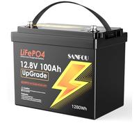 SANFOU 12V 100Ah UpGrade LiFePO4 Batteria, Più Piccola Batteria Litio con BMS 100A, Max. 1280Wh, Batteria a Ciclo Profondo fino a 15000 per Camper, Motore da Pesca alla Traina, Casa Solare, Campeggio