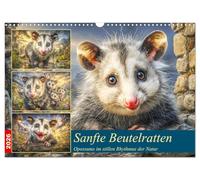 Sanfte Beutelratten. Opossums im stillen Rhythmus der Natur (Wandkalender 2026 DIN A3 quer), CALVENDO Monatskalender: Moderne Illustrationen von Beuteltieren in ihrer natürlichen Umgebung