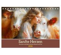 Sanfte Herzen. Vertrauen und Nähe zwischen Mensch und Tier (Tischkalender 2026 DIN A5 quer), CALVENDO Monatskalender: Einfühlsame Bilder zeigen die ... zwischen Menschen, Kühen und Kälbern