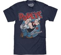 sang Maglietta con Scritta in Inglese Popeye The Sailorman I Yam What I Yam Popeye, Black Black L