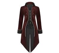 Sangdut Giacca da uomo medievale Steampunk Tailcoat da uomo, stile vittoriano rinascimentale gotico retrò vintage ricamo cappotto festa di Halloween cosplay pirata vampiro signore costumi per adulti,