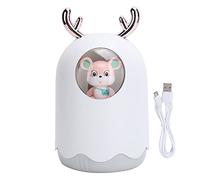 Sangeponiang Per Natale, a forma di corno di cervo, per umidificatore, per lavorare in silenzio, con luce ambientale colorata, plugin USB, produttore nano di nebbia (bianco)