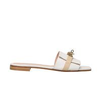 Sangiorgio Ciabattina flat da donna pelle bianca e beige - 126392 BIANCO BAMBU' 39