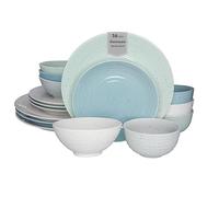 Sango Siterra Artist's Blend - Servizio da tavola in gres, 16 pezzi, con piatti rotondi e ciotole, multicolore