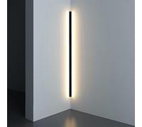 SANGPAO Decorazione domestica moderna Lampade da parete ad angolo a LED nere per camera da letto 3000K Bianco caldo Lunga striscia Lineare Riparo da parete Bar per interni Plafoniera Lampada da parete