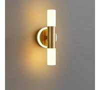 SANGPAO Decorazione domestica moderna Up Down Applique Illuminazione da parete Vanità del bagno LED Applique da parete Barra lunga 9W Cilindro acrilico dorato per interni Lampada da parete lineare per