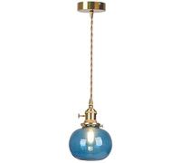 SANGPAO Lampada a Sospensione in Vetro Nordico Magazzino Bagno Lampada da soffitto a Sospensione in Vetro Verde Lampadario a Sfera in Vetro Trasparente a Costine Lampadario Vintage a Isola per Camera