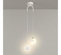SANGPAO Lampada a sospensione per bambini con stampa lunare 3D per la camera da letto Lampada a sospensione pianeta bianco latte Lampada a sospensione moderna a LED dimmerabile rosa Lampada a sospensi