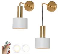 SANGPAO Lampada da parete senza fili di lusso Nordic Light Set di due applique da parete a batteria con luce notturna a LED remota Lampada da parete senza fili in metallo di metà secolo in metallo ner