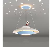 SANGPAO Nordic Home Creativo Astronauta Lampade a sospensione a sospensione per bambini Camera da letto UFO Lampada da soffitto Proiezione stellare Lampadario a LED dimmerabile 36W Spaceman Rosa Blu A