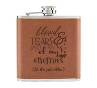 Sangue E Lacrime Di My Nemici Caffè 170ml pelle Sintetica Hip Flask Tan - Funny