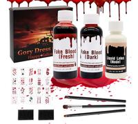 Sangue Finto Halloween, Set di Sangue Finto, Fake Blood per Trucco Horror, Trucco Halloween Viso, Sangue Finto Halloween Lavabile, Make Up Halloween Sangue Finto per Carnevali Zombie Vampiro Cosplay