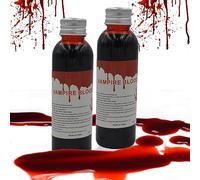 Sangue Finto,Sangue Fresco Artificiale,Halloween Cicatrice della ferita dei Cosmetici di Zombie vampiri Fake Blood 2x60 ml fantasia viso corpo vernice olio costume Lavabile Sangue Finto Set Trucco