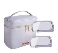 SANHECUN Borsa da viaggio per cosmetici essenziali, custodia per pennelli, borsa per il lavaggio e l'organizzazione, Grigio, Elementi essenziali per il