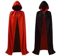 SANHIGHEND Mantello di Halloween, mantello con cappuccio da vampiro nero rosso su entrambi i lati con adulto/bambini per costume di Halloween, per carnevale, Halloween, cosplay, feste in maschera di