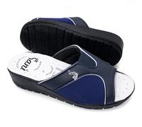 Ciabatta Donna Aperta Automodellante X Alluce Valgo Comfort Comode Traspiranti Pantofola Sanitaria Ospedale Casa Correttore (Blu, Sistema Taglie Calzature EU, Adulto, Donna, Numero, Media, 40)