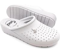 Ciabatte Sanitarie Anatomiche Per Donna Pantofole in Vera Pelle Scarpe Ortopediche Calzatura Antiscivolo Made in Italy (Bianco, 37)