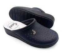 Ciabatte Sanitarie Anatomiche Per Donna Pantofole in Vera Pelle Scarpe Ortopediche Calzatura Antiscivolo Made in Italy (Blu, 41)