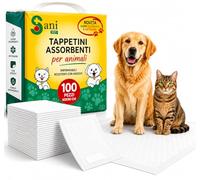 SANI PET Traverse Assorbenti 60x90 cm 100 Pezzi | Tappetini Igienici per Cani e Gatti | 10 Confezioni da 10 | Adesivi Extra Lunghi | Antiodore | Fondo Impermeabile | Traversine Assorbenti per Cuccioli