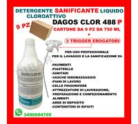 SANIFICANTE IGIENIZZANTE CLOROATTIVO DAGOS CLOR 488P CARTONE DA 9 PEZZI DA 750ML