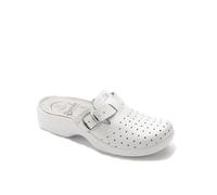 SANIFLEX Ciabatta Sanitaria CERTIFICATA Pelle Donna Fori + Fibbia Made in Italy (35, Bianco)