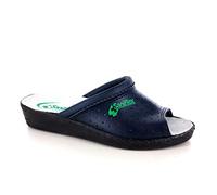 SANIFLEX Ciabatte Pelle Donna Aperta Punta Fiori (40, Blu)