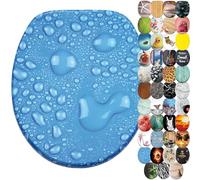 Sanilo Sedile WC con chiusura ammortizzata, grande scelta di copriwater neri da legno robusto e di alta qualità (Gocce di rugiada blu)