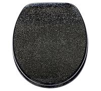 Sanilo Sedile WC con chiusura ammortizzata, grande scelta di copriwater scintillanti da legno robusto e di alta qualità (Nero scintillante)