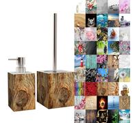Sanilo Set di accessori per il bagno, dispenser di sapone e scopino WC, materiale di alta qualita, che attira l'attenzione in ogni bagno (Rustico)