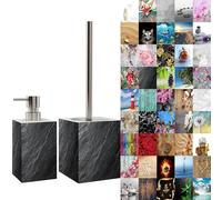 Sanilo Set di accessori per il bagno, dispenser di sapone e scopino WC, materiale di alta qualita, che attira l'attenzione in ogni bagno (Granito)