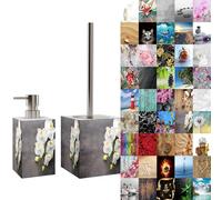 Sanilo Set di accessori per il bagno, dispenser di sapone e scopino WC, materiale di alta qualita, che attira l'attenzione in ogni bagno (Pretty)
