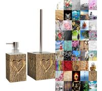 Sanilo Set di accessori per il bagno, dispenser di sapone e scopino WC, materiale di alta qualita, che attira l'attenzione in ogni bagno (Vero amore)