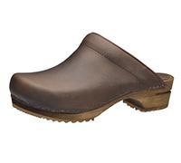 Sanita Chrissy | Zoccoli Aperti da Donna | Zoccoli in Pelle con Suola in Legno | Prodotto Originale Fatto Mano | Marrone Antico | 35