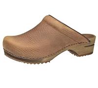 Sanita Chrissy | Zoccoli Aperti da Donna | Zoccoli in Pelle con Suola in Legno | Prodotto Originale Fatto Mano | Marrone | 39